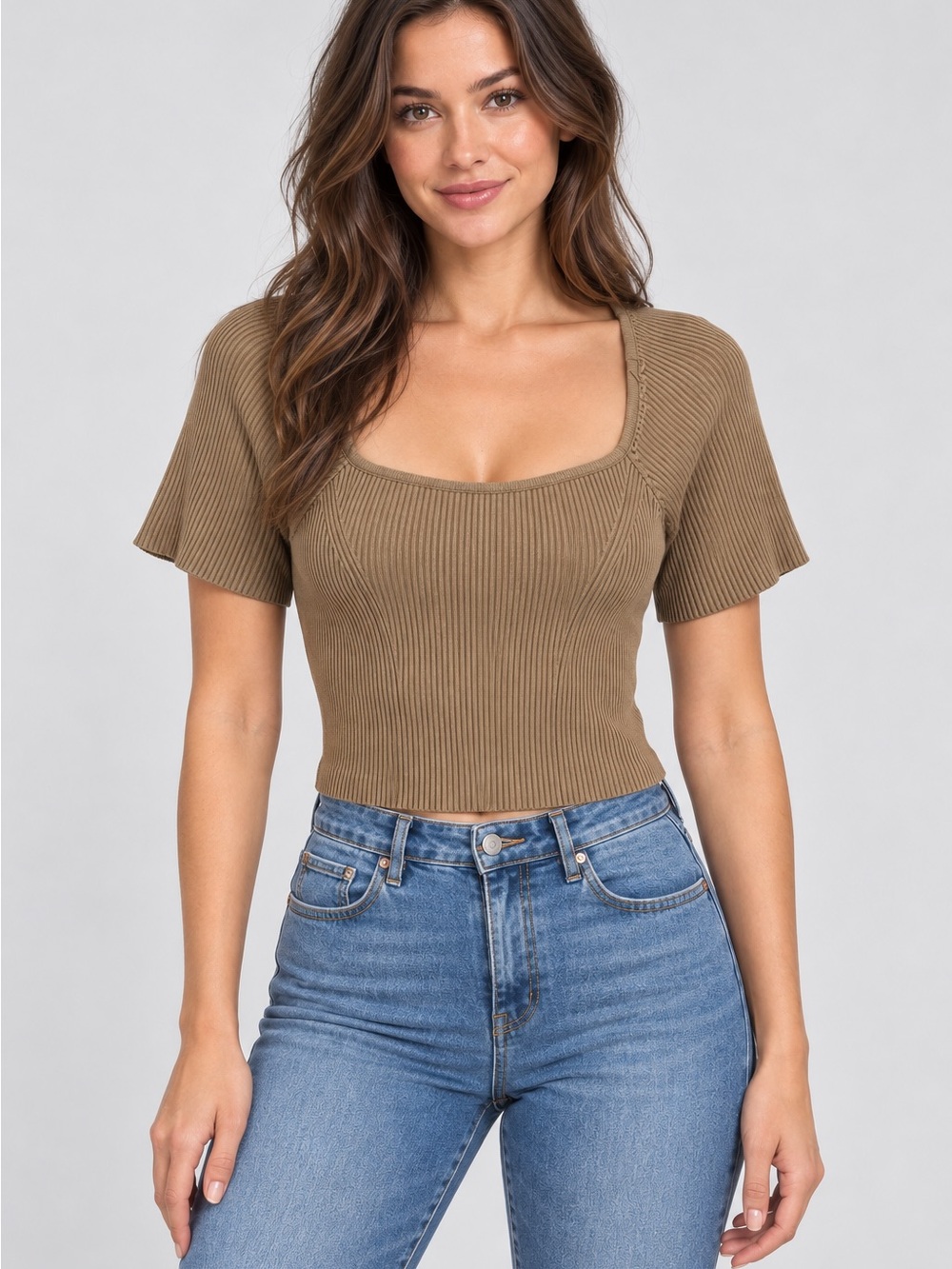 Papermoon Ribbed Puff Sleeve top – Size Medium